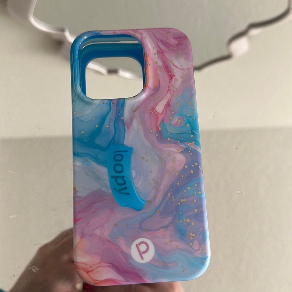Barely used loopy case! Swirl cotton candy iPhone 14 pro 6.1 right handed